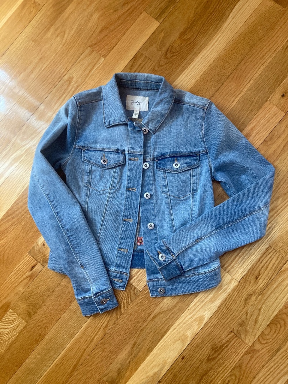 Jessica Simpson Embroidered Denim Jacket Sz XS